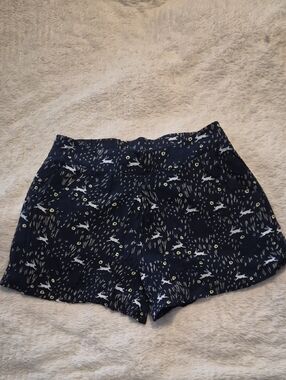 Disney and Lauren Conrad Navy High-Waist Shorts with White Rabbit Print